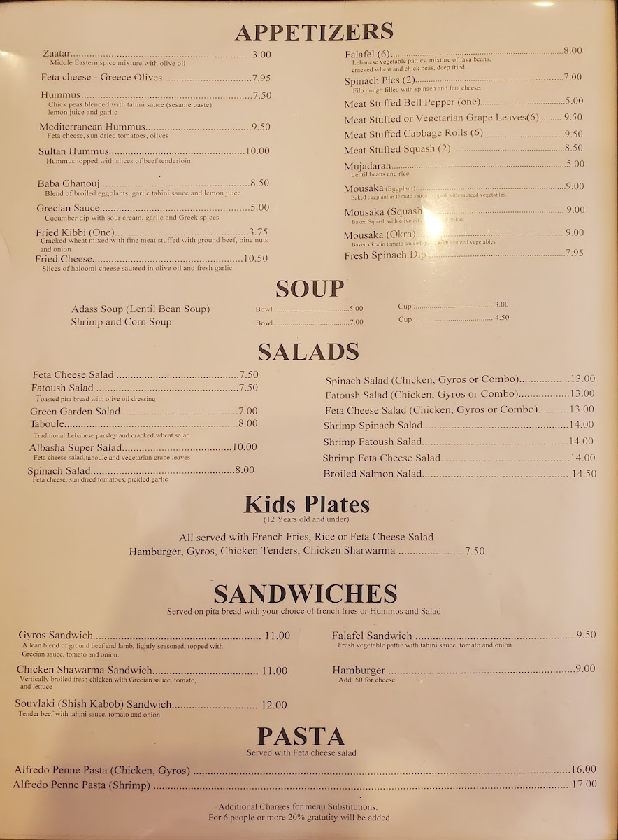 Albasha Greek & Lebanese Menu - Image 2